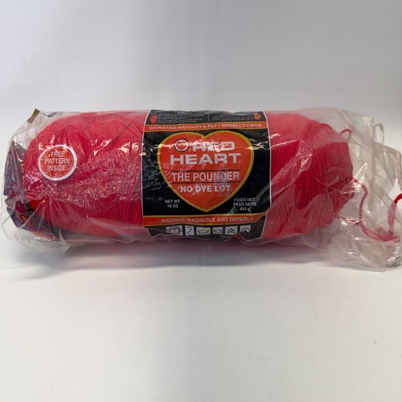 Red Heart The Pounder Acrylic Yarn 390 Hot Red No Dye Lot 16 oz - Picture 1 of 9